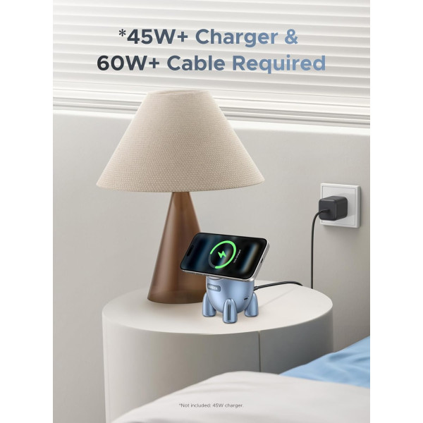 Бездротова магнітна зарядка UGREEN Rocket MagFlow Qi2 25W 2-in-1 з підставкою та LED-індикацією