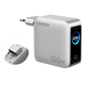 Мережевий зарядний пристрій UGREEN X773 Nexode Pro 100W GaN (5 портів, Smart Display)