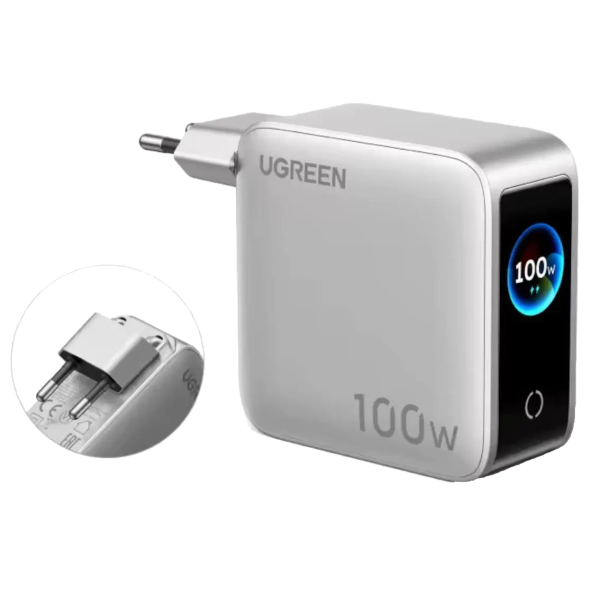 Мережевий зарядний пристрій UGREEN X773 Nexode Pro 100W GaN (5 портів, Smart Display)
