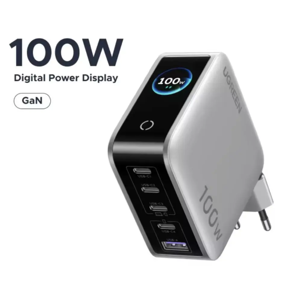 Мережевий зарядний пристрій UGREEN X773 Nexode Pro 100W GaN (5 портів, Smart Display)