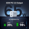 Зарядний пристрій UGREEN CD275 Fast Charger 65W 3-Port GaN Power Delivery White