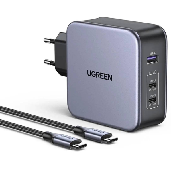 Зарядний пристрій Ugreen CD289 Nexode Pro GaN 140Вт 3-in-1 Fast Charger with Cable