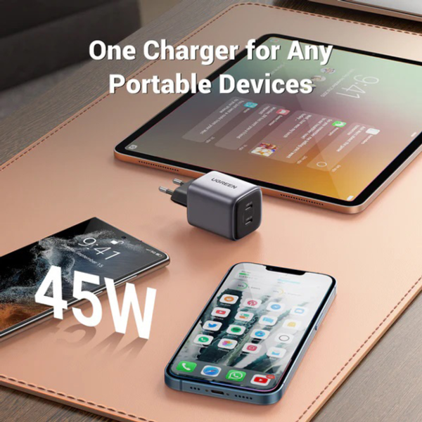 Зарядний пристрій UGREEN Nexode CD294 GaN II 45W Charger (2×USB-C, PD3.0, QC4.0) EU