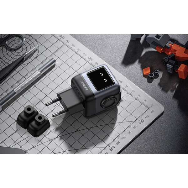 Зарядний пристрій UGREEN CD361 RG 65W USB C Nexode 3-Port Robot GaN Charger Compact (Black)