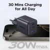 Зарядний пристрій UGREEN X515 GaN 30W Fast Charger (3-портовий, USB-C x2 + USB-A)