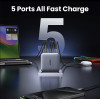 Зарядний пристрій Ugreen X563 100W 5-Port GaN Fast Charger 4C1A, Space Gray