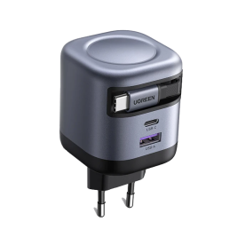 Зарядний пристрій UGREEN X604 45W з висувним кабелем UFCS PPS QC PD 3.0 Grey