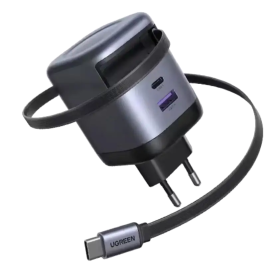 Зарядний пристрій UGREEN X605 65W GaN Fast Charger з висувним кабелем UFCS PPS QC PD 3.0