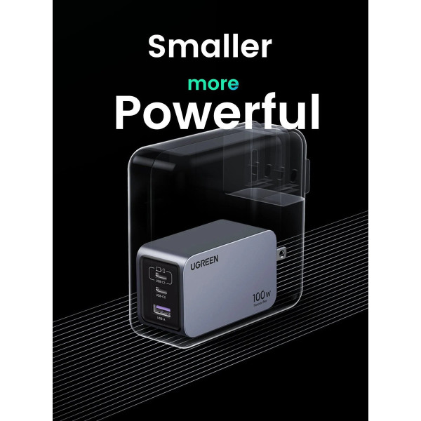 Зарядний пристрій Ugreen X757 Nexode Pro 100W GaN Charger Mini USB-C з 3 портами Grey