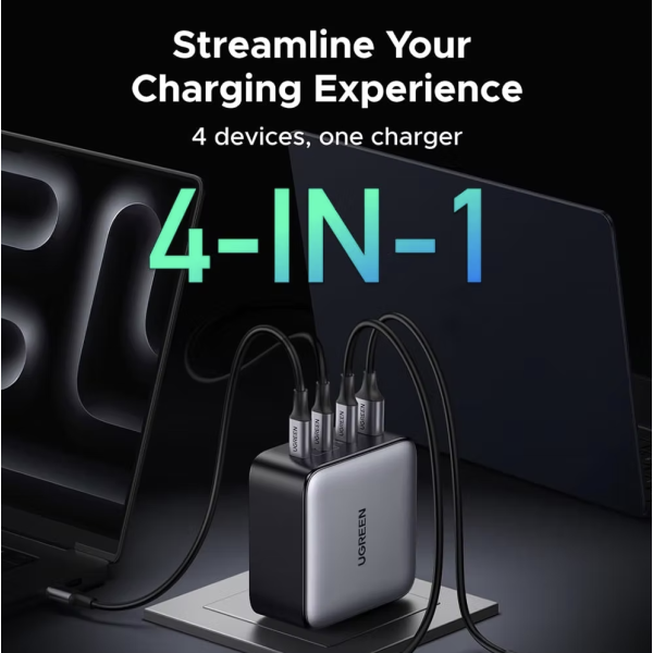 Зарядний пристрій UGREEN X764 Nexode GaN  200W 4-Port GaN Fast Charger 3C1A EU