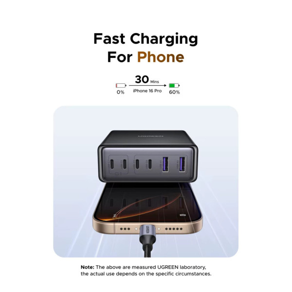 Зарядний пристрій UGREEN X765 GaN 100W 6-Port Desktop Charger (Black)
