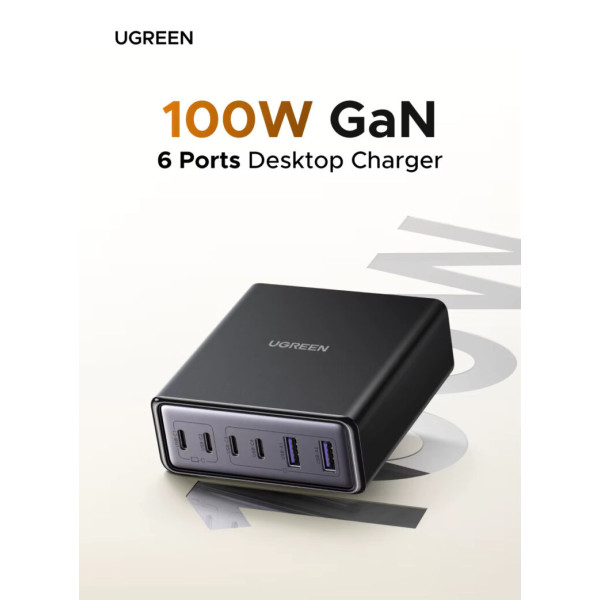 Зарядний пристрій UGREEN X765 GaN 100W 6-Port Desktop Charger (Black)
