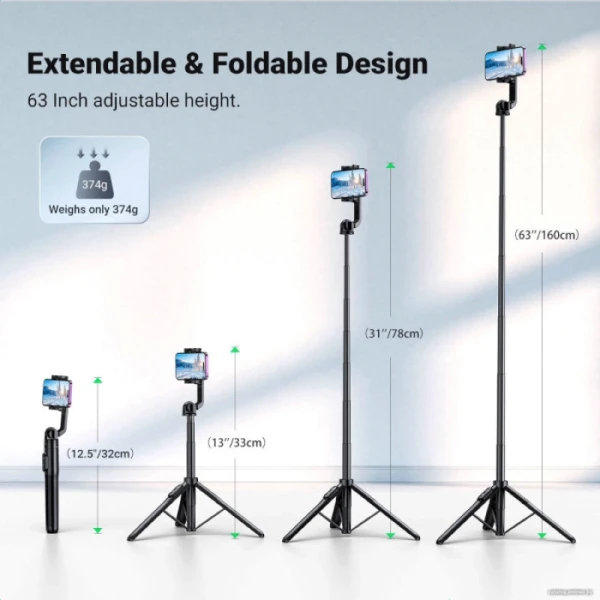 Селфі-трипод UGREEN LP586 Selfie Stick Tripod with Bluetooth Remote