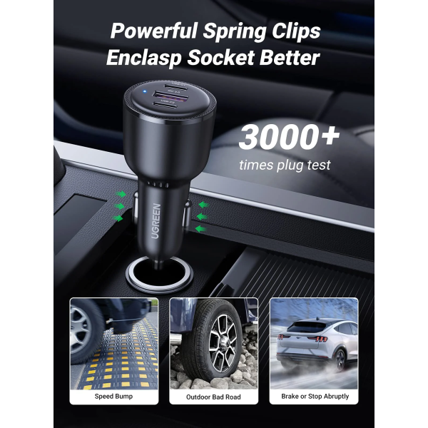 Автомобільний зарядний пристрій UGREEN CD239 Car Charger 63W Max (Black)