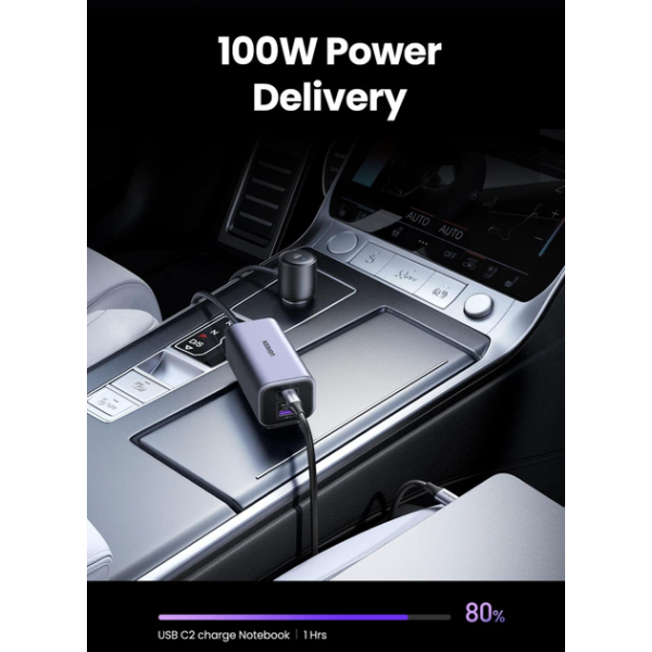 Автомобильное зарядное устройство для UGREEN 130W Fast Car Charger 4-Port USB-C PD GaN