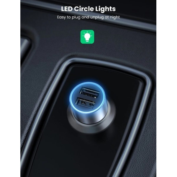 Автомобільний зарядний пристрій UGREEN CD130 Dual USB Car Charger 24W 2.4A Gray (50592)