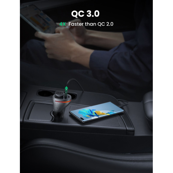 Автомобільний зарядний пристрій Ugreen CD204 Car Charger 2 x USB Ports Single Extension Socket QC + PD 20 Вт