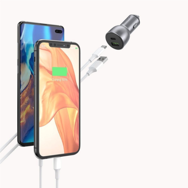 Автомобільний зарядний пристрій Ugreen CD213 42.5W USB Type-C PD + USB-A QC Fast Car Charger Gray (60980)