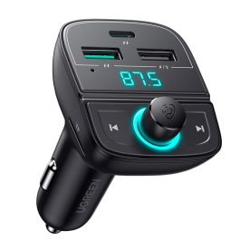 АЗП з FM-модулятором UGREEN CD229 FM&Bluetooth Transmitter Car Charger TF Slot Black