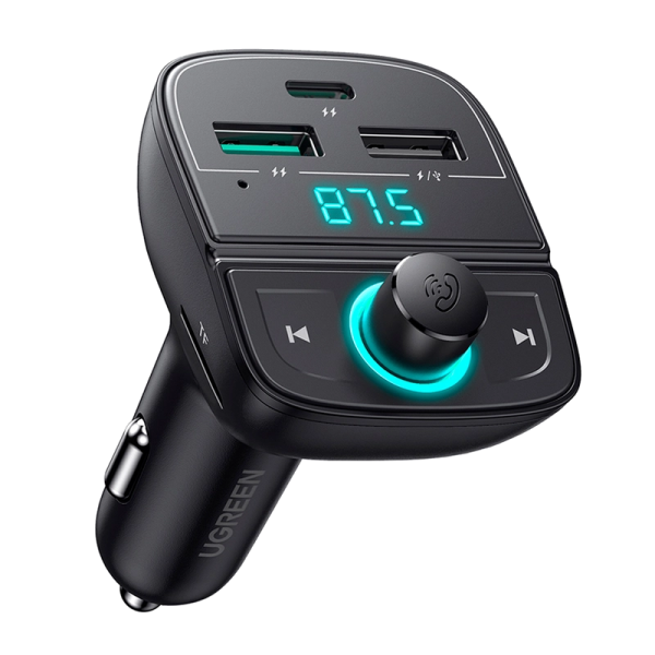 АЗП з FM-модулятором UGREEN CD229 FM&Bluetooth Transmitter Car Charger TF Slot Black