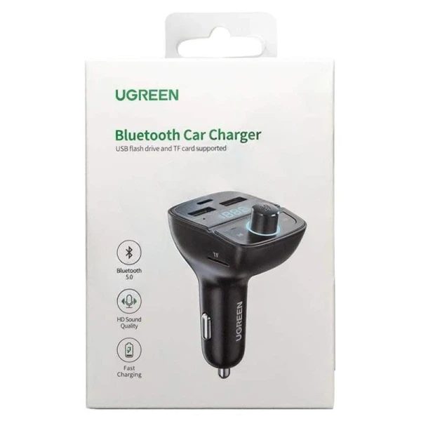 АЗП з FM-модулятором UGREEN CD229 FM&Bluetooth Transmitter Car Charger TF Slot Black
