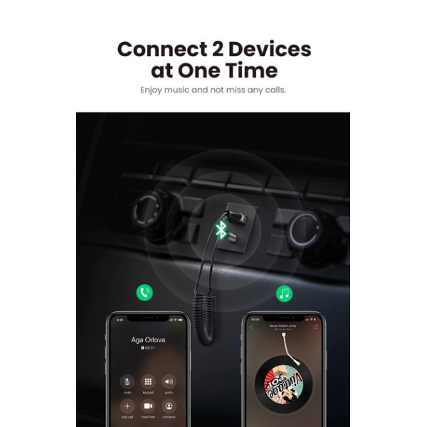 Bluetooth-ресивер UGREEN CM309 Bluetooth Car Receiver Aux with Mic (Space Gray)