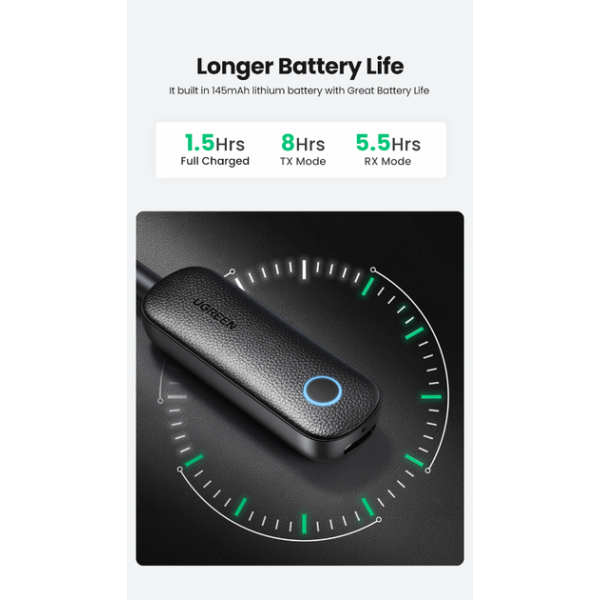 Bluetooth-адаптер бездротовий UGREEN CM403 AUX 3.5 мм 2 в 1 (приймач + передавач)