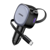 Автомобільний зарядний пристрій UGREEN EC601 75W 2-в-1 з вбудованим кабелем USB-C, чорний