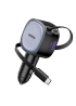 Автомобільний зарядний пристрій UGREEN EC601 75W 2-в-1 з вбудованим кабелем USB-C, чорний