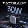 Автомобільний зарядний пристрій UGREEN EC601 75W 2-в-1 з вбудованим кабелем USB-C, чорний