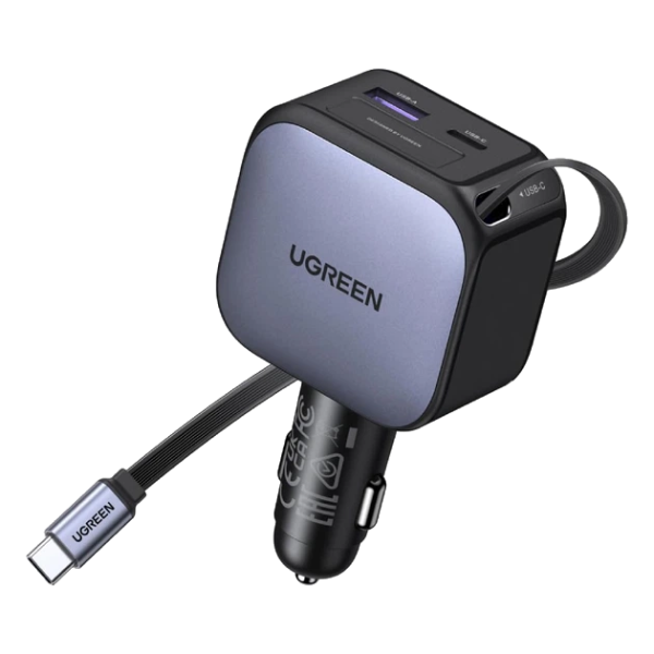 Автомобільний зарядний пристрій UGREEN EC603 90W з висувним кабелем USB-C