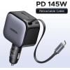 Автомобільний зарядний пристрій UGREEN EC604 145W 4-в-1 з висувним USB-C кабелем