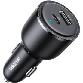 Автомобільний зарядний пристрій Ugreen EC701, USB-C PD 48Вт + USB-A QC 18Вт, 63W Fast Car Charger, Grey