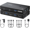KVM-перемикач HDMI 2.0 UGREEN AK502, 2 ПК → 1 монітор, 4 USB 3.0, 4K@60Hz, Black