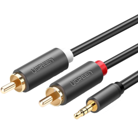 Кабель UGREEN AV102 3.5mm Male to 2xRCA Male Audio Cable Black