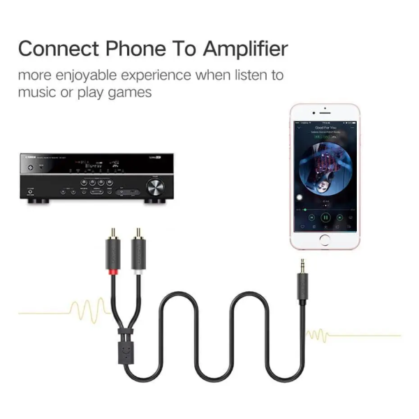 Кабель UGREEN AV102 3.5mm Male to 2xRCA Male Audio Cable Black