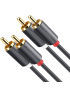 Инсертный аудиокабель UGREEN AV104 2RCA to 2RCA Black – кабель для подключения аудиотехники