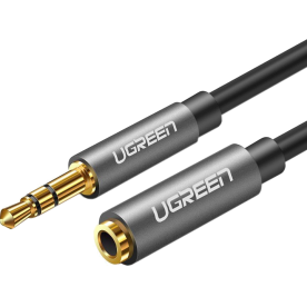 Аудіоподовжувач UGREEN AV118 3.5 мм (M–F), позолочені конектори, сірий