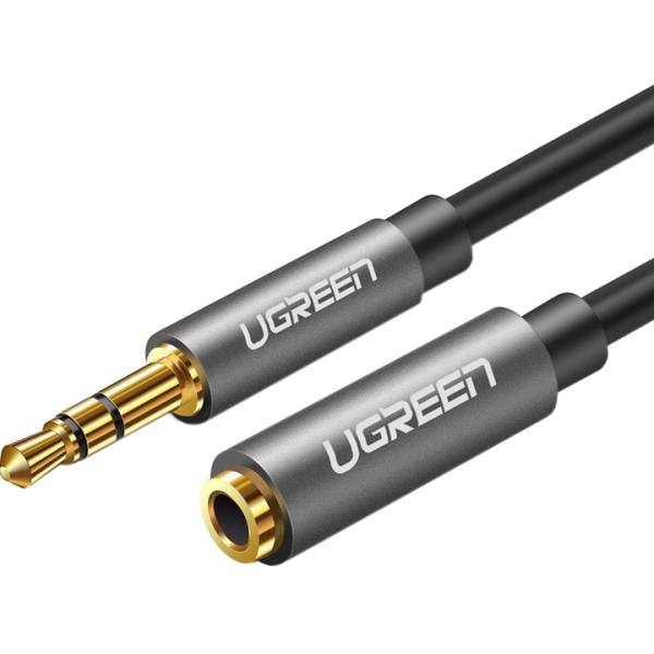 Аудіоподовжувач UGREEN AV118 3.5 мм (M–F), позолочені конектори, сірий