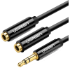 Кабель UGREEN AV123 3.5 мм Stereo Audio Splitter з обплетенням, 20 см, Black