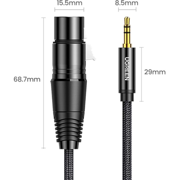 Кабель Ugreen AV182 3.5mm Male to XLR Female Black