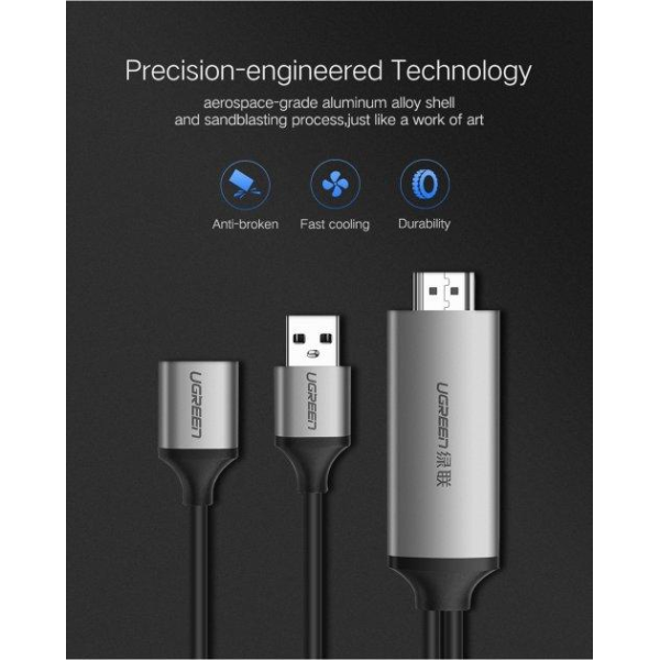 Конвертер-адаптер UGREEN CM151 USB to HDMI Digital AV Adapter 1.5 м (Gray)