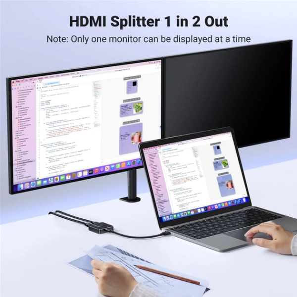 Спліттер-перемикач HDMI 2.0 UGREEN CM217, 2-в-1, двонаправлений, 4K@60Hz, чорний