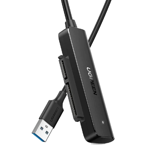 Перехідник UGREEN CM321 USB-A 3.0 to SATA Adapter Cable for 2.5″ 5Gbps 0.5m Black (70609)