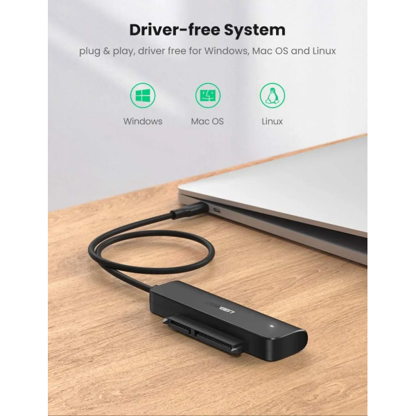Перехідник UGREEN CM321 USB-C 3.1 to SATA Adapter Cable for 2.5" 5Gbps 0.5m Black (70610)