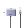 Адаптер відео UGREEN CM449 USB 3.0 to HDMI + VGA 2-в-1 для двох моніторів, 0.15 м, Gray