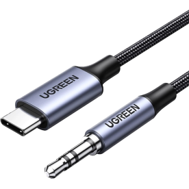 Кабель UGREEN CM450 USB Type-C (Male) to 3.5 мм Jack (Male) з чипом, 1 м, Black