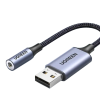 Звукова карта UGREEN CM477 USB 2.0 to 3.5mm Audio Adapter Aluminum Alloy 25cm