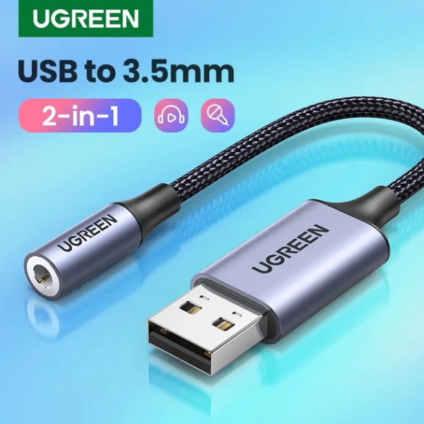 Звукова карта UGREEN CM477 USB 2.0 to 3.5mm Audio Adapter Aluminum Alloy 25cm