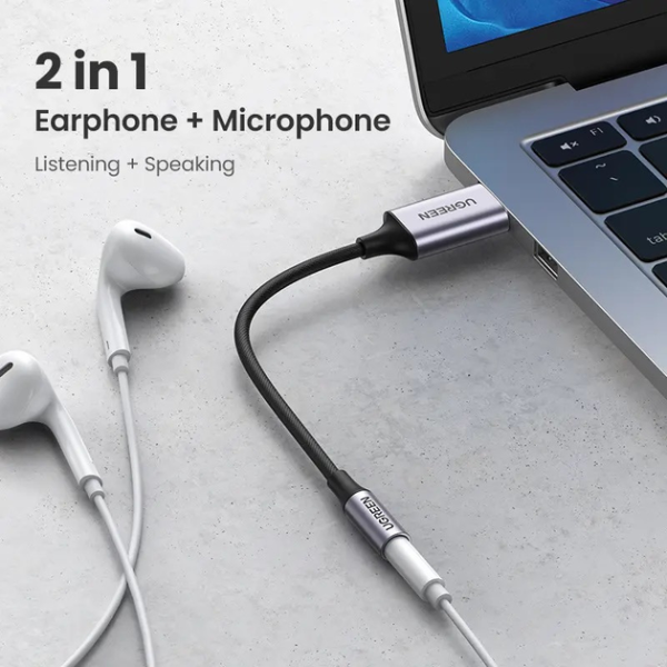 Звукова карта UGREEN CM477 USB 2.0 to 3.5mm Audio Adapter Aluminum Alloy 25cm
